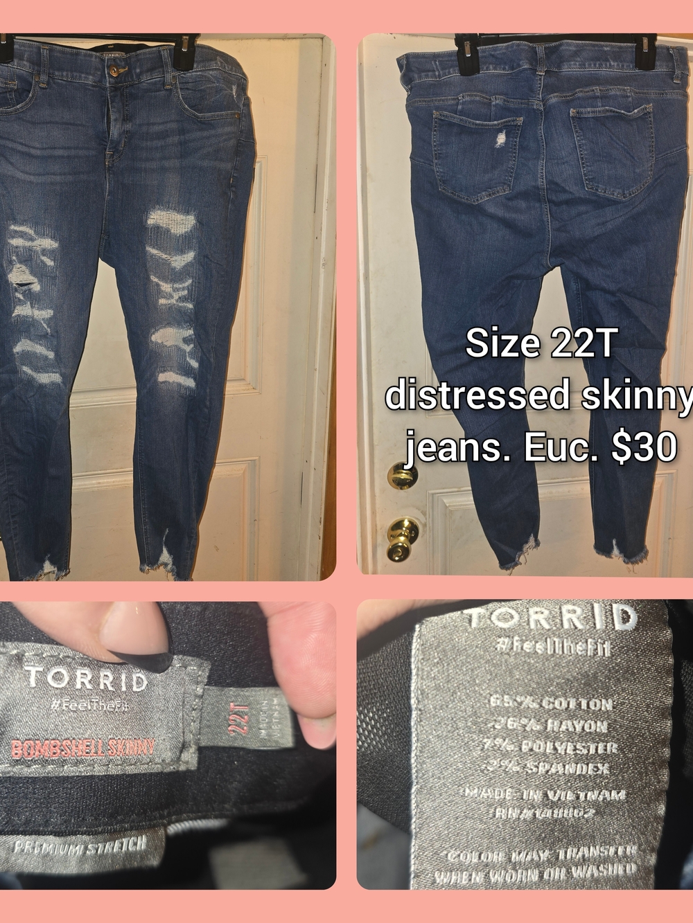 torrid Distressed Skinny Jeans in Medium Blue
